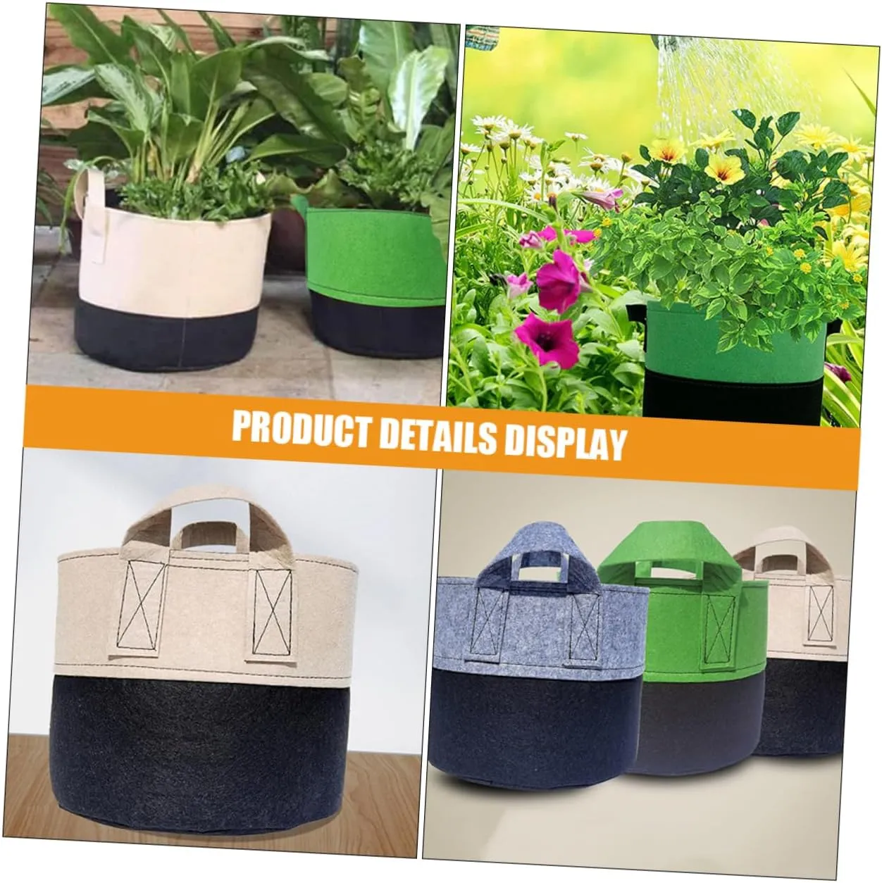6pcs Plant Growing Bags Garden Fleece Bags for Plants Portable Nursery Pouch Root Formation Bags Fabric Pots for Home Use