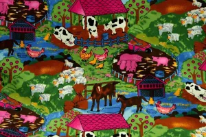 A1: A Day on the Farm Dark Patchwork / Craft Fabric