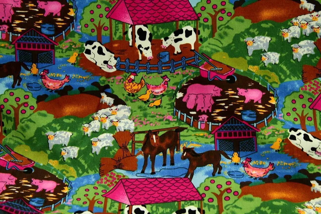 A1: A Day on the Farm Dark Patchwork / Craft Fabric