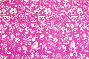 A1: Nesting Owls Pink Patchwork / Craft Fabric