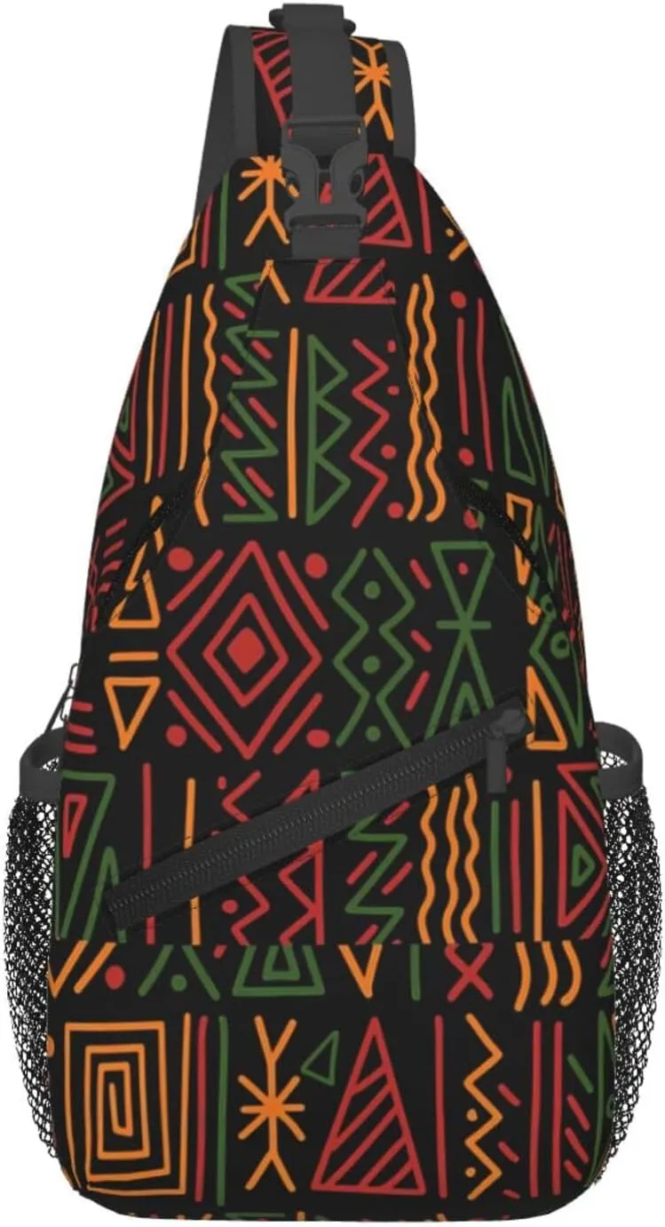 African Ethnic Bag for Women Men, Lightweight Sling Bag Chest Bag Tribe Handbag Backpack for Travel, Work
