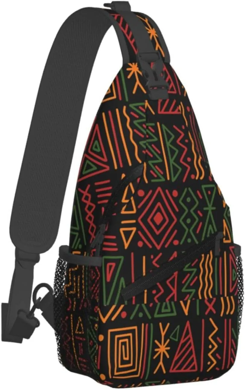 African Ethnic Bag for Women Men, Lightweight Sling Bag Chest Bag Tribe Handbag Backpack for Travel, Work