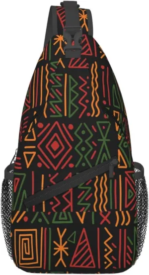 African Ethnic Bag for Women Men, Lightweight Sling Bag Chest Bag Tribe Handbag Backpack for Travel, Work