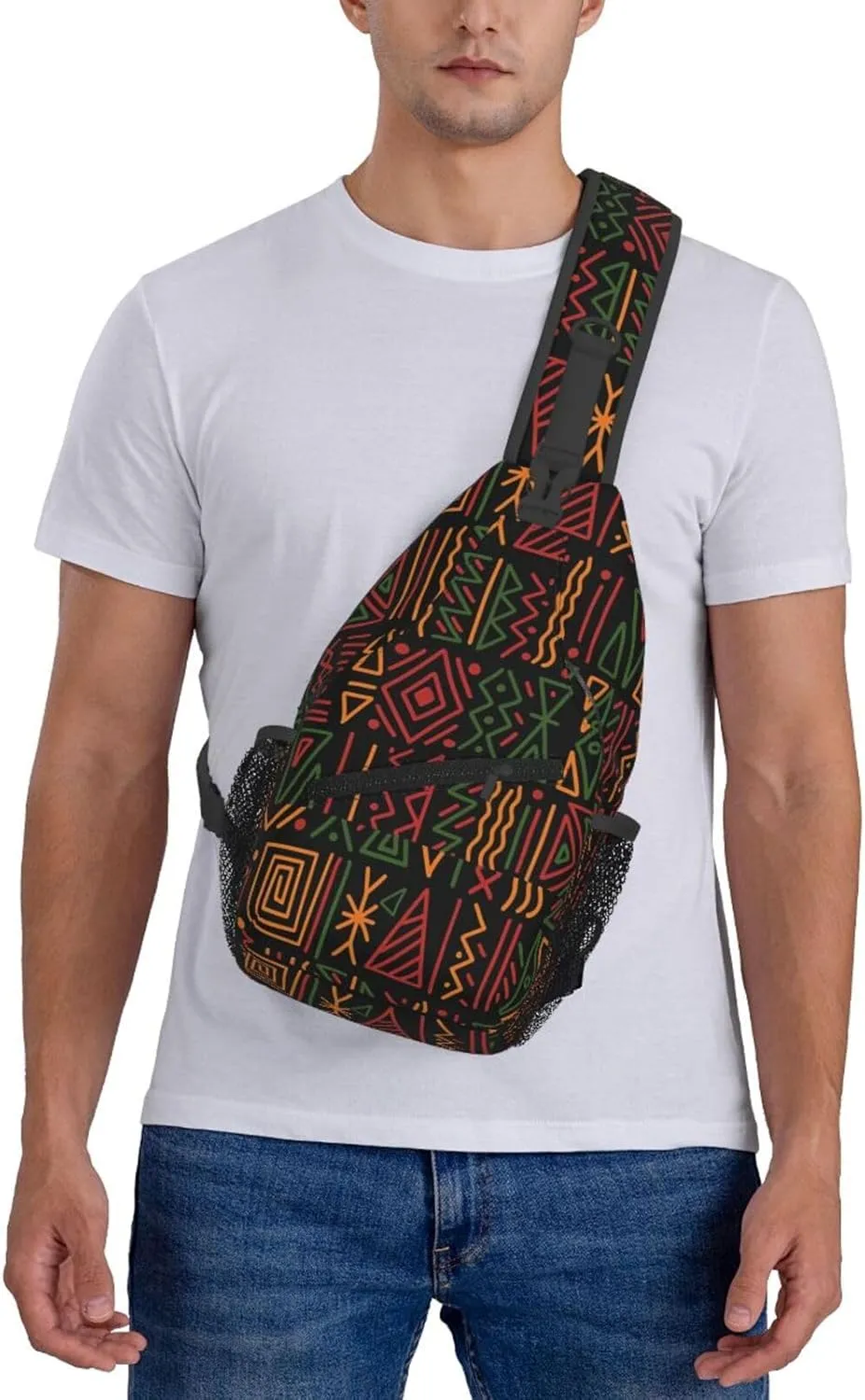 African Ethnic Bag for Women Men, Lightweight Sling Bag Chest Bag Tribe Handbag Backpack for Travel, Work