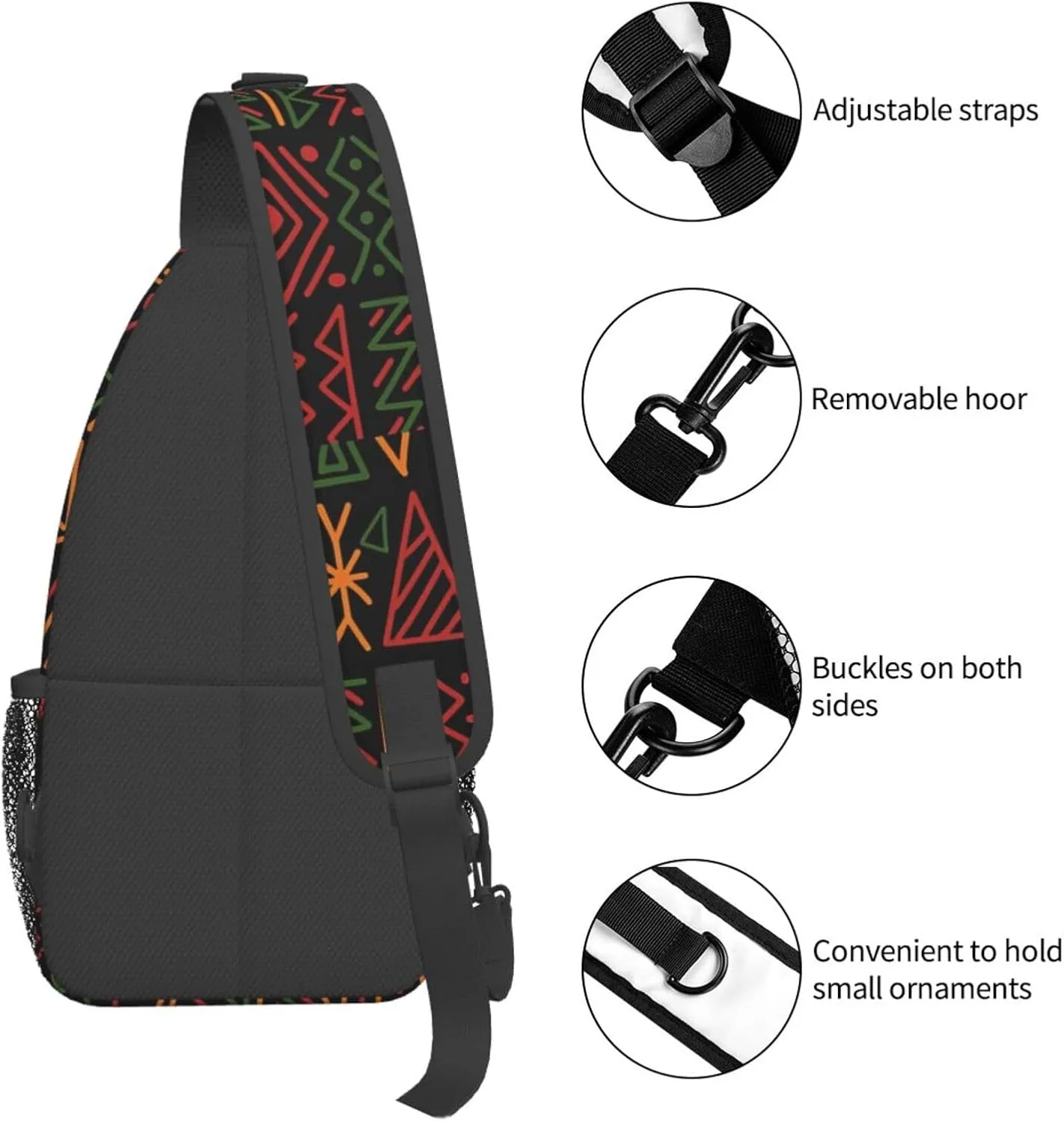 African Ethnic Bag for Women Men, Lightweight Sling Bag Chest Bag Tribe Handbag Backpack for Travel, Work