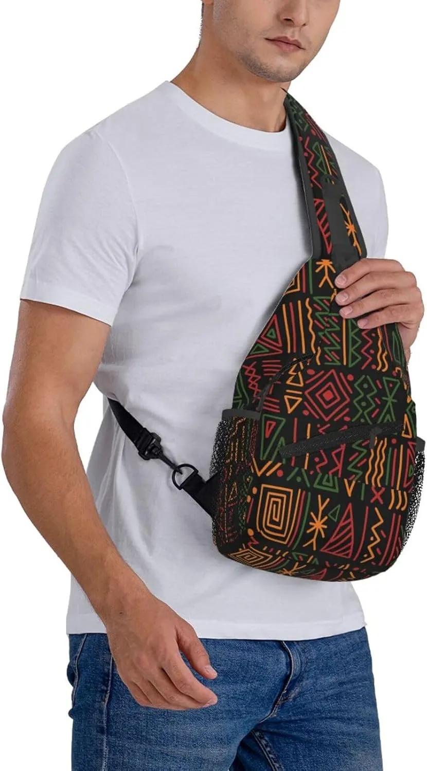 African Ethnic Bag for Women Men, Lightweight Sling Bag Chest Bag Tribe Handbag Backpack for Travel, Work