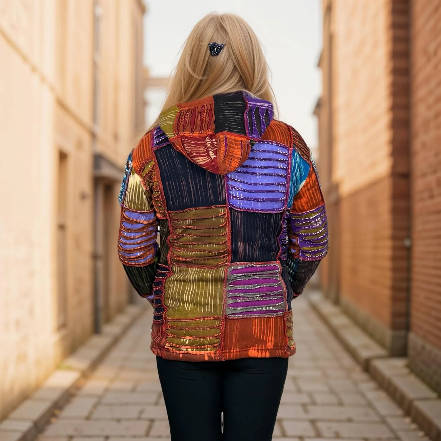 Agan Traders 2025 Spring Bohemian Gypsy Hippie Patchwork Fall Embroidered Jackets for Women - Fleece Insulated Zip Up Hoodies