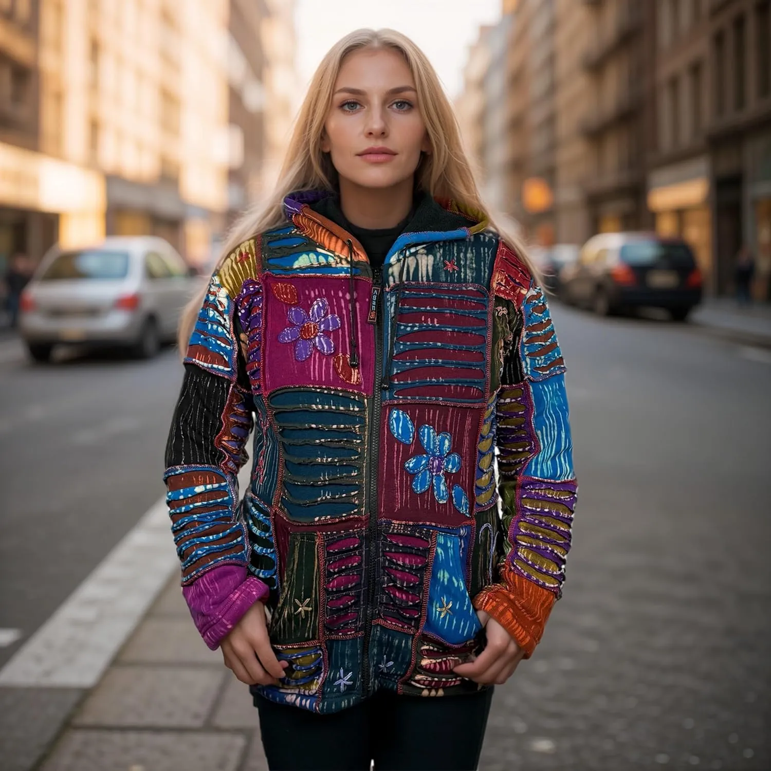 Agan Traders 2025 Spring Bohemian Gypsy Hippie Patchwork Fall Embroidered Jackets for Women - Fleece Insulated Zip Up Hoodies