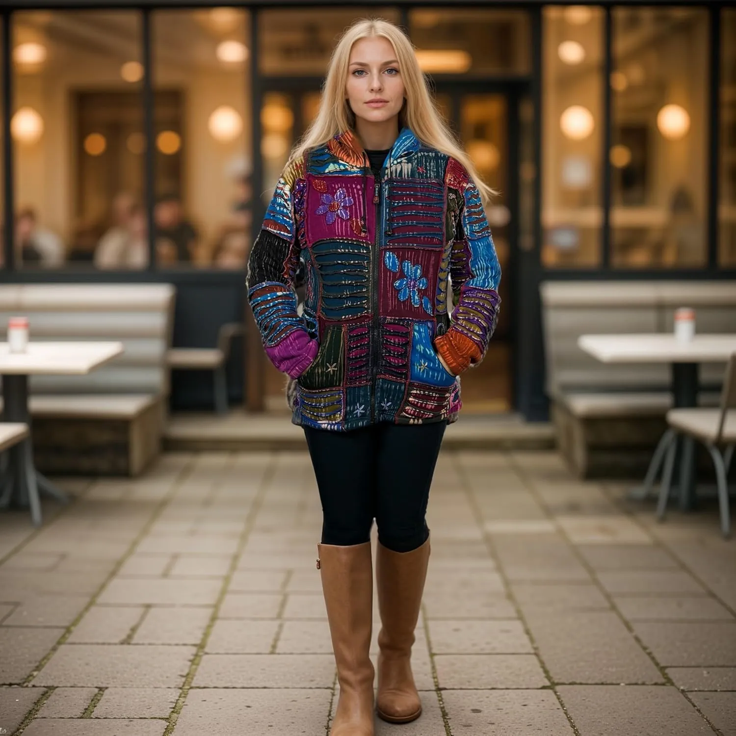 Agan Traders 2025 Spring Bohemian Gypsy Hippie Patchwork Fall Embroidered Jackets for Women - Fleece Insulated Zip Up Hoodies