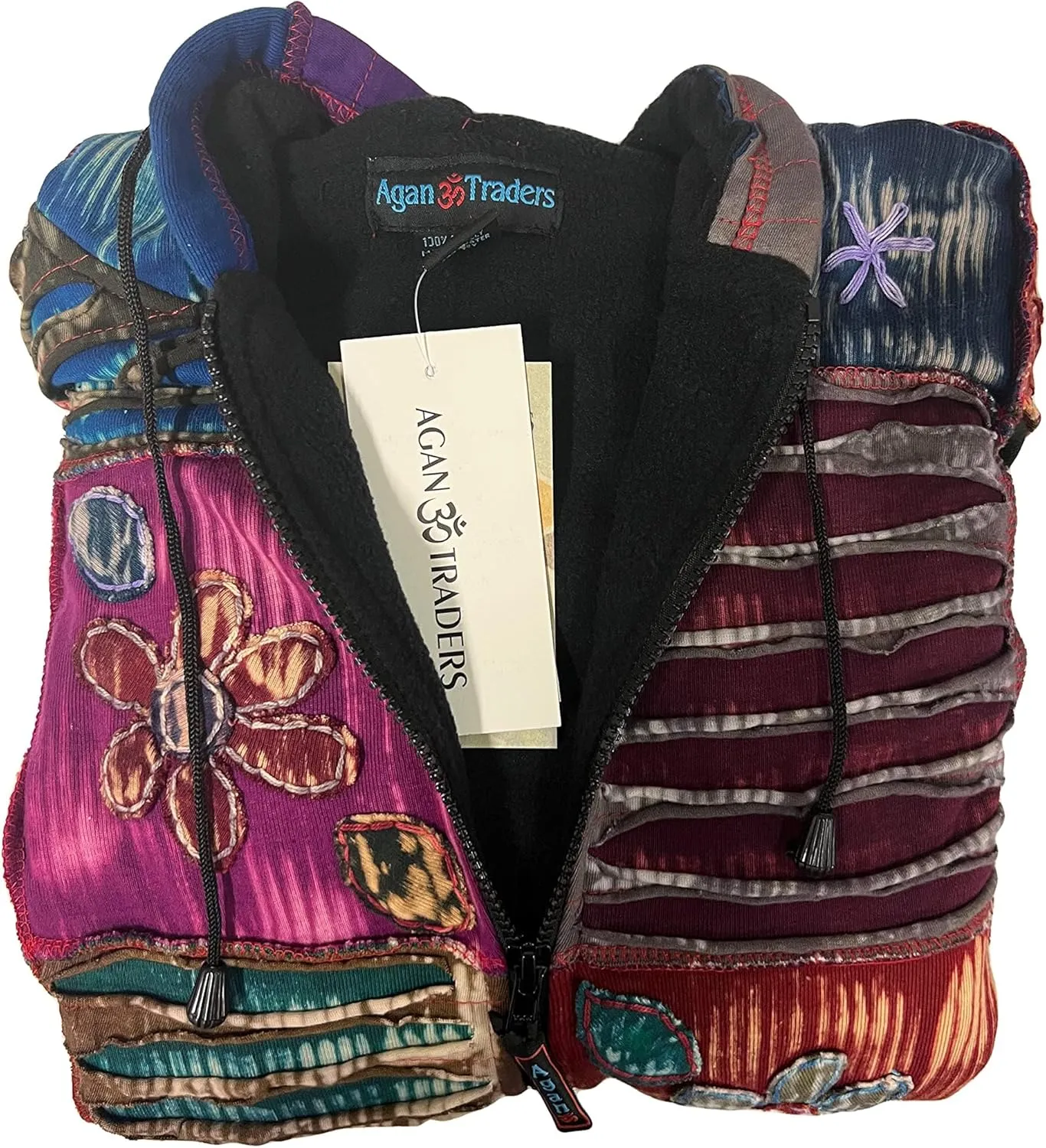 Agan Traders 2025 Spring Bohemian Gypsy Hippie Patchwork Fall Embroidered Jackets for Women - Fleece Insulated Zip Up Hoodies