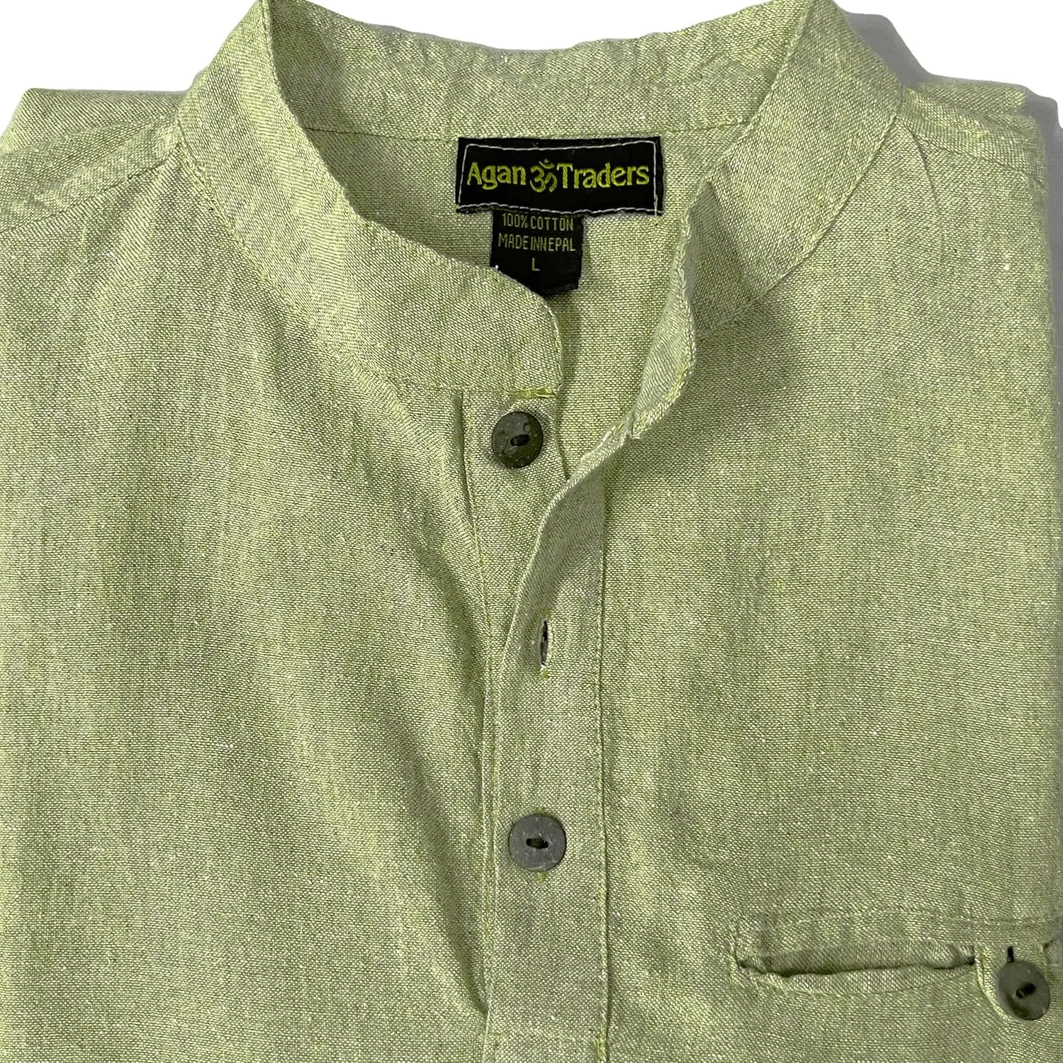 Agan Traders 2025 Spring Men's Patchwork Boho Hipster Cotton Henley Shirts - Granddad Collar Lightweight Short Kurta for Men