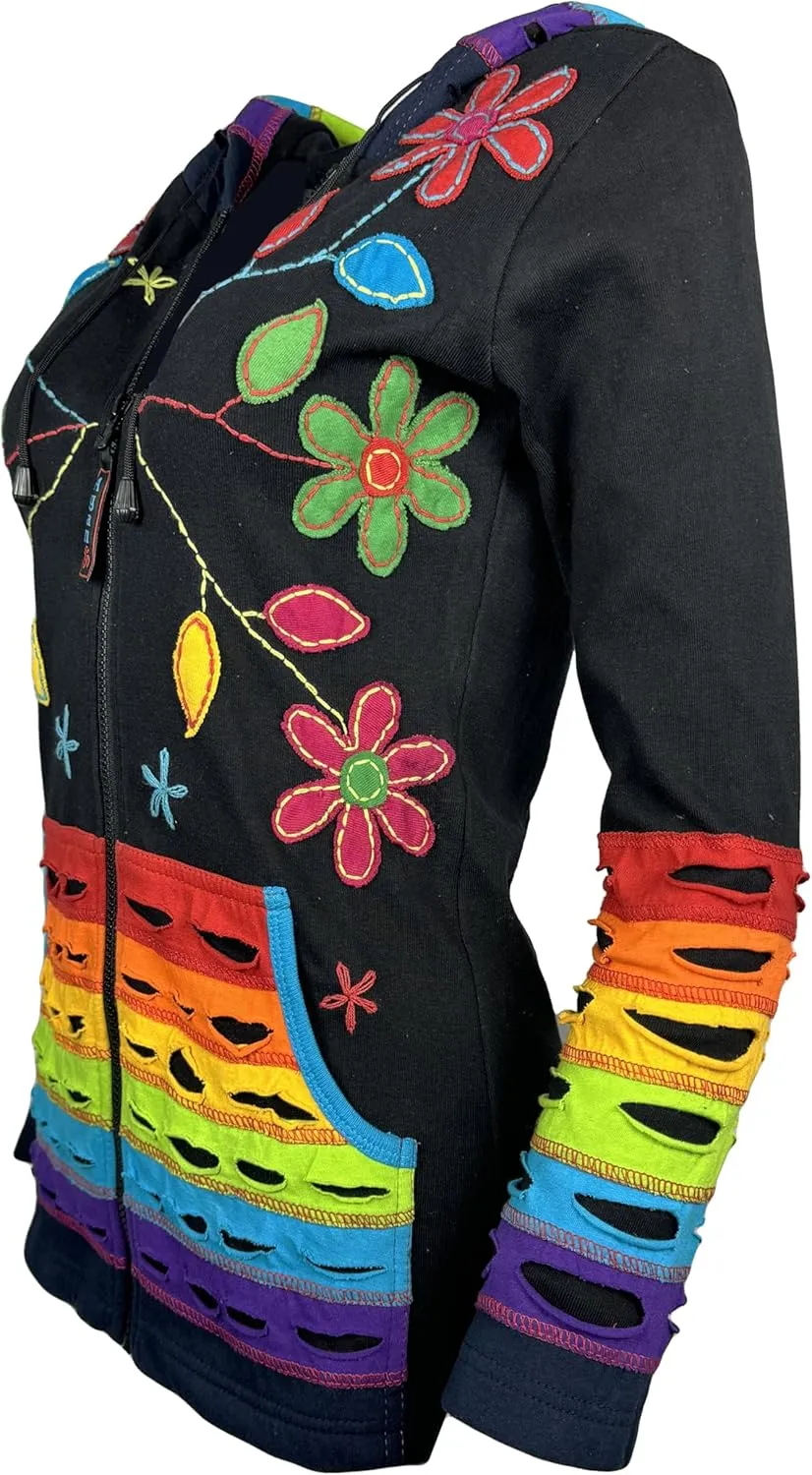 Agan Traders 2025 Summer Bohemian Zip Up Jackets for Women - Tie Dye Patch Distressed Women's Lightweight Hoodie Sweatshirts