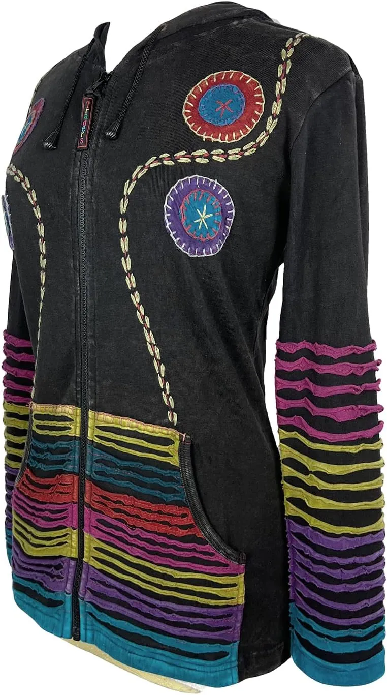 Agan Traders 2025 Summer Bohemian Zip Up Jackets for Women - Tie Dye Patch Distressed Women's Lightweight Hoodie Sweatshirts