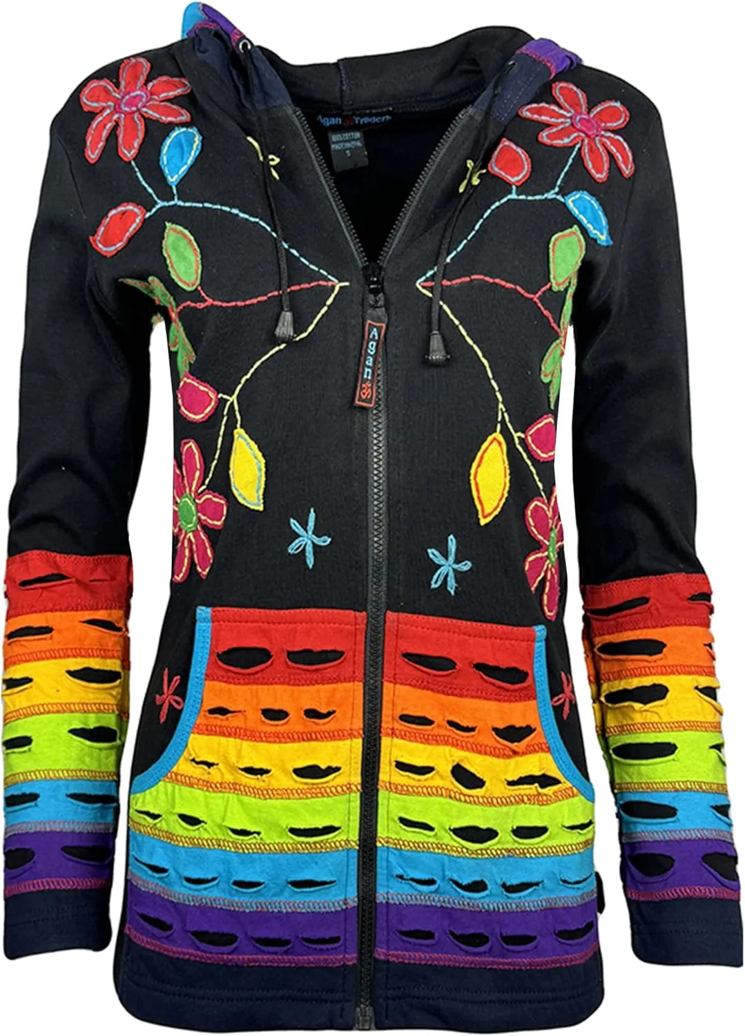 Agan Traders 2025 Summer Bohemian Zip Up Jackets for Women - Tie Dye Patch Distressed Women's Lightweight Hoodie Sweatshirts