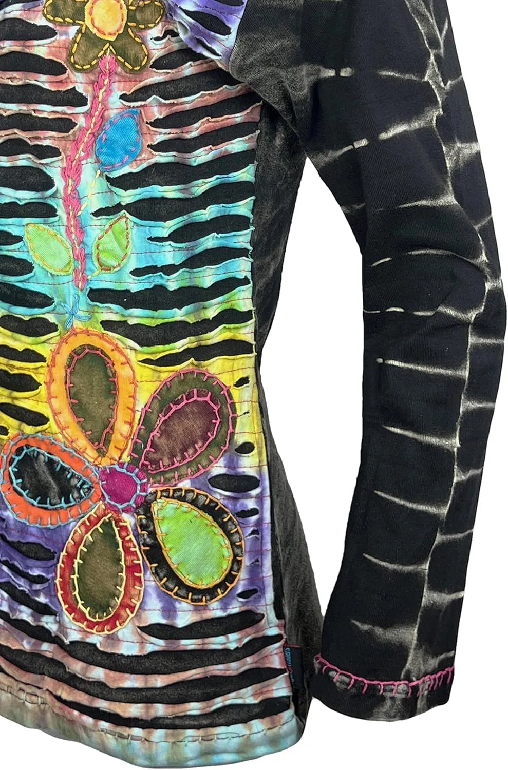 Agan Traders 2025 Summer Bohemian Zip Up Jackets for Women - Tie Dye Patch Distressed Women's Lightweight Hoodie Sweatshirts