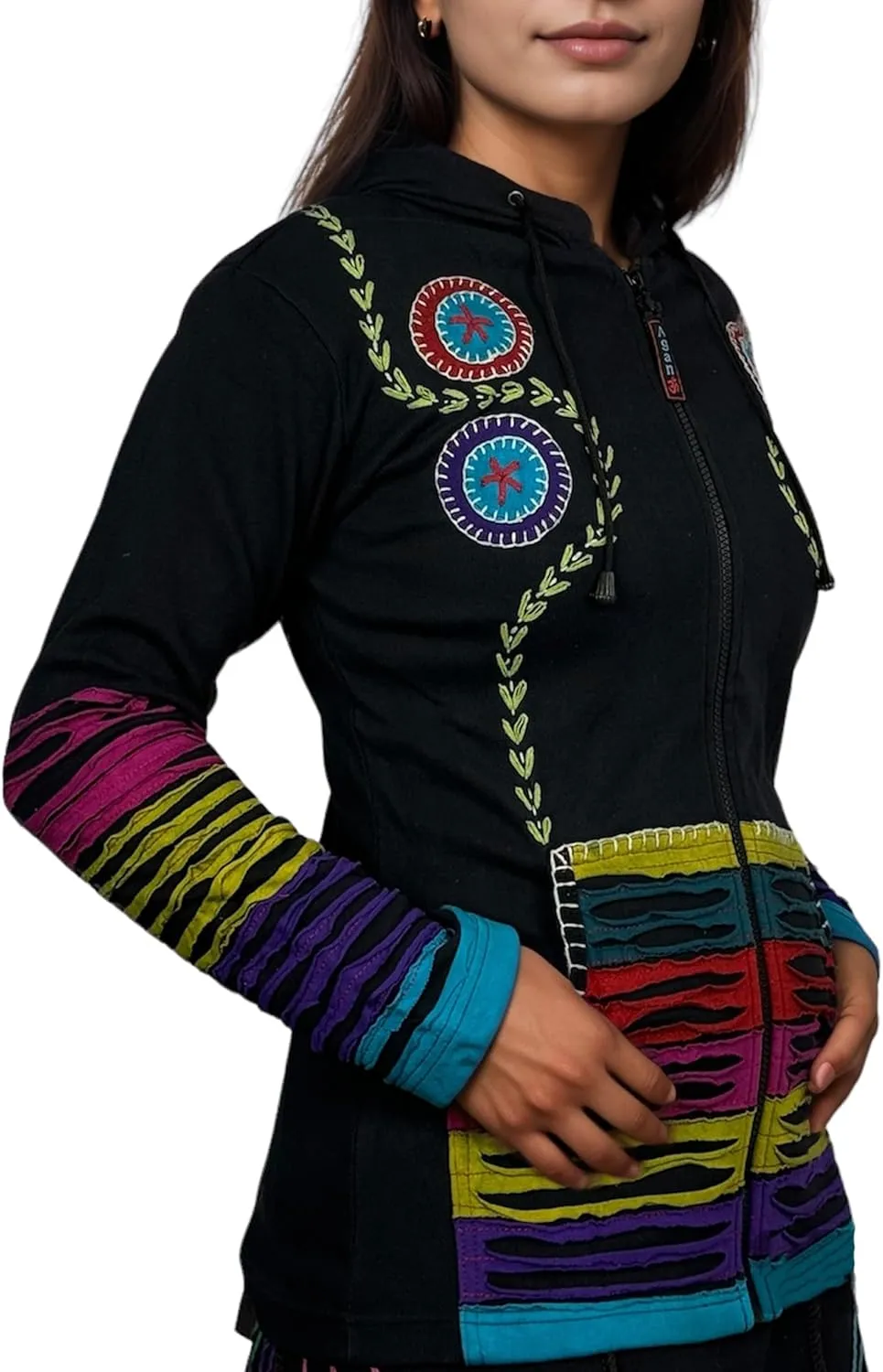 Agan Traders 2025 Summer Bohemian Zip Up Jackets for Women - Tie Dye Patch Distressed Women's Lightweight Hoodie Sweatshirts