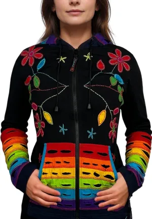 Agan Traders 2025 Summer Bohemian Zip Up Jackets for Women - Tie Dye Patch Distressed Women's Lightweight Hoodie Sweatshirts