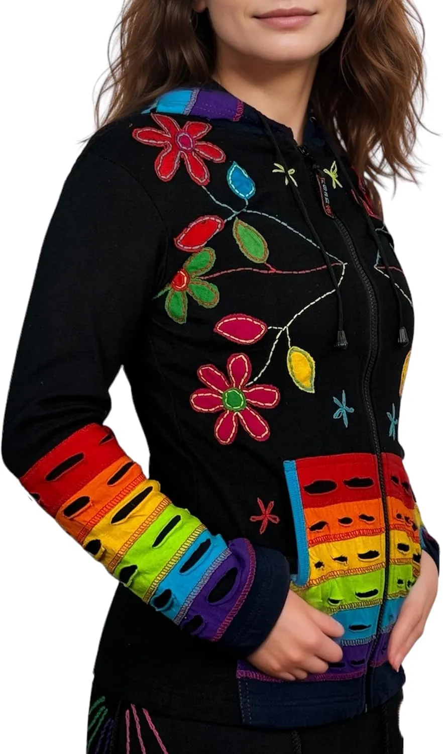 Agan Traders 2025 Summer Bohemian Zip Up Jackets for Women - Tie Dye Patch Distressed Women's Lightweight Hoodie Sweatshirts