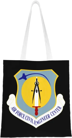 Air Force Civil Engineer Center Shield Tote Bag for Women Canvas Shopping Bags Reusable Large Capacity Casual Shoulder Handbags Grocery Bags DIY Gift Bags