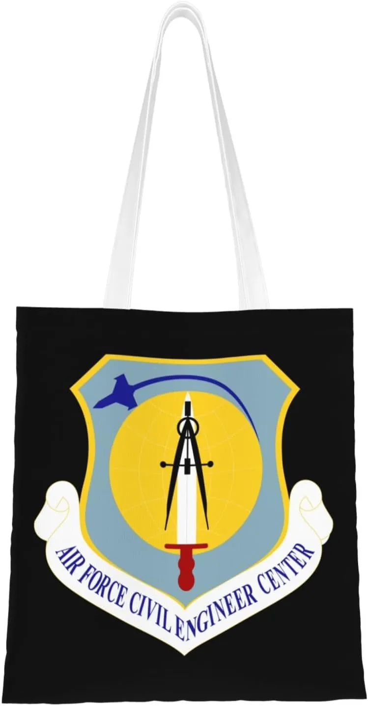 Air Force Civil Engineer Center Shield Tote Bag for Women Canvas Shopping Bags Reusable Large Capacity Casual Shoulder Handbags Grocery Bags DIY Gift Bags