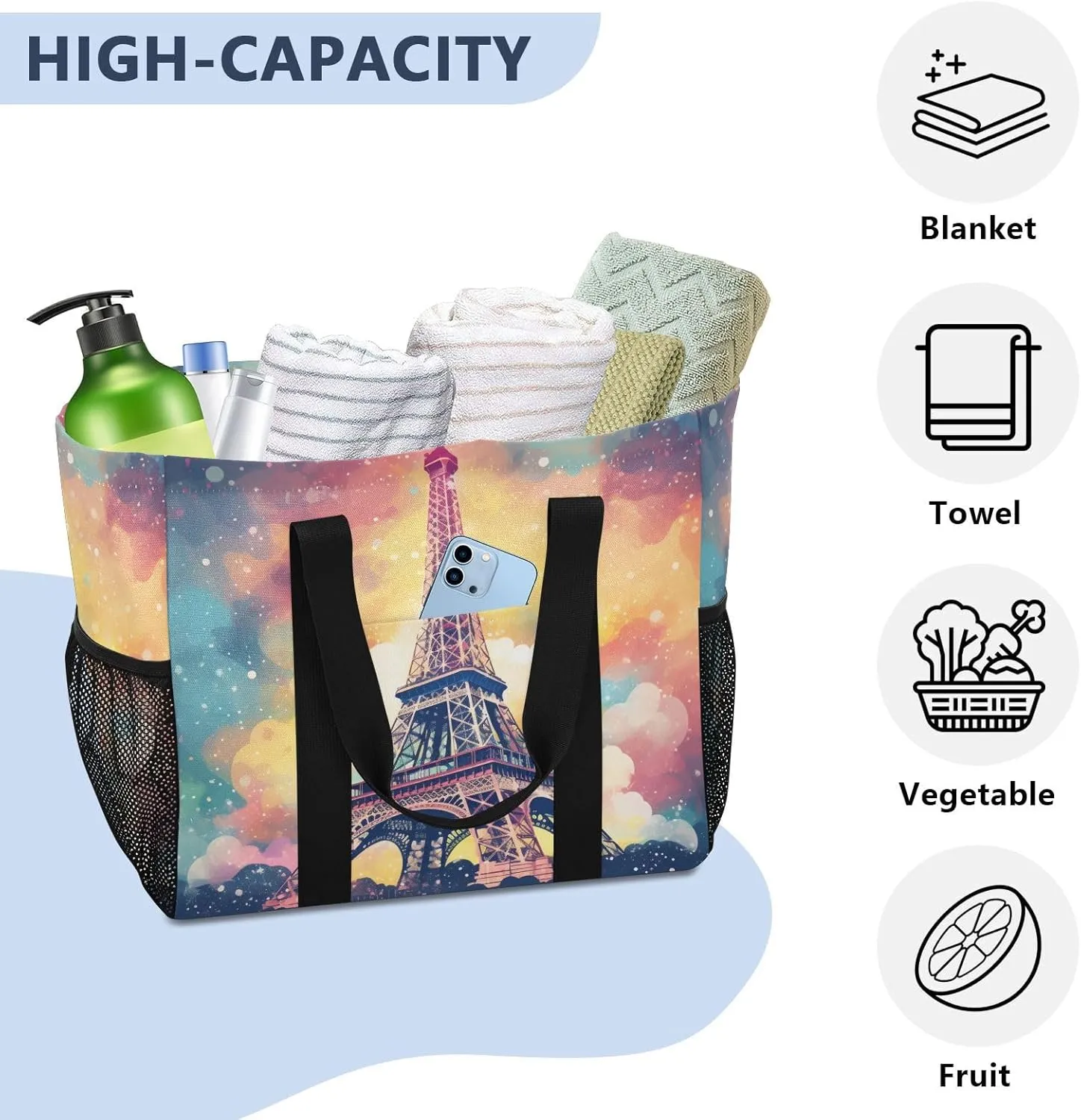 ALAZA Blooming Sunflowers Blue Sky Blue Butterflies Waterproof Beach Tote Bags