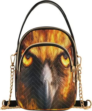 ALAZA Chain Crossbody Bags for Women Flame Phoenix Eyes Quilted Shoulder Crossbody Handbags Travel Cross Body Cell Phone Purses Bags