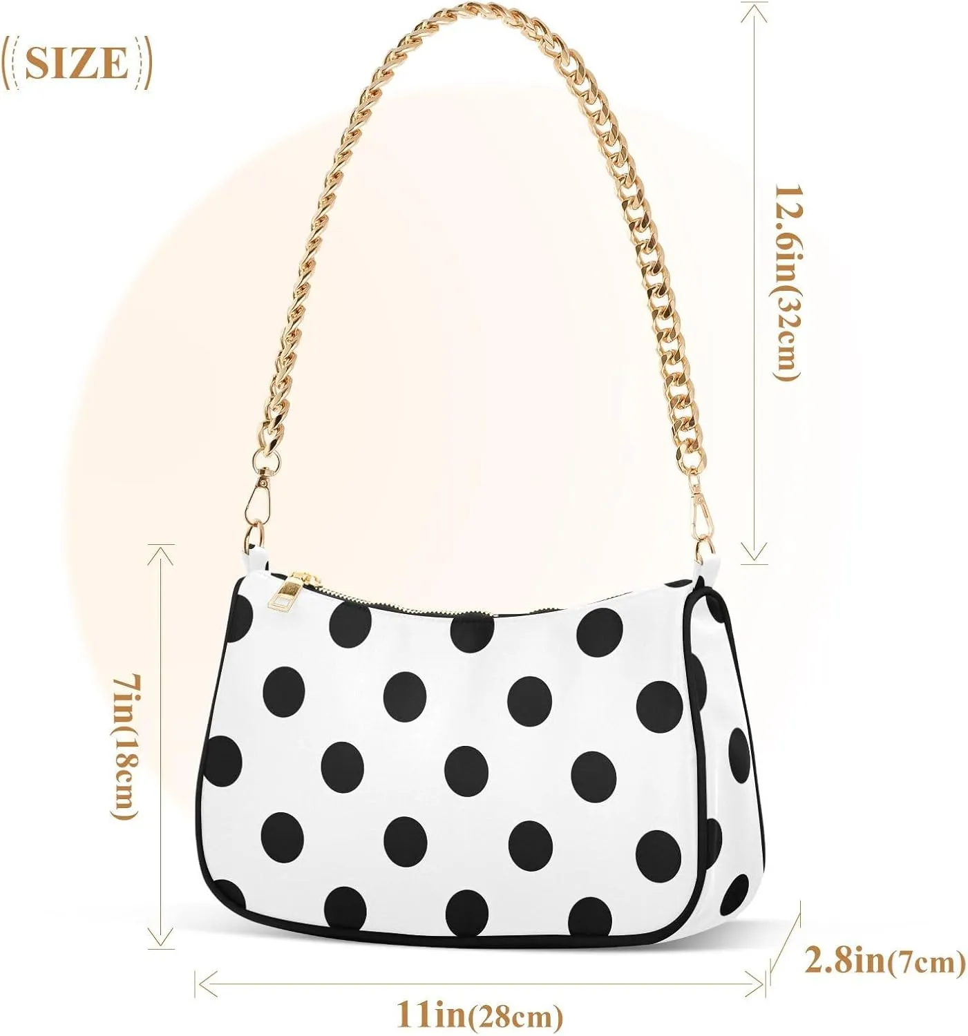 ALAZA Shoulder Handbags for Women Travel Hobo Tote Handbag Women Gold Chain Shoulder Bags Purse with Zipper Closure