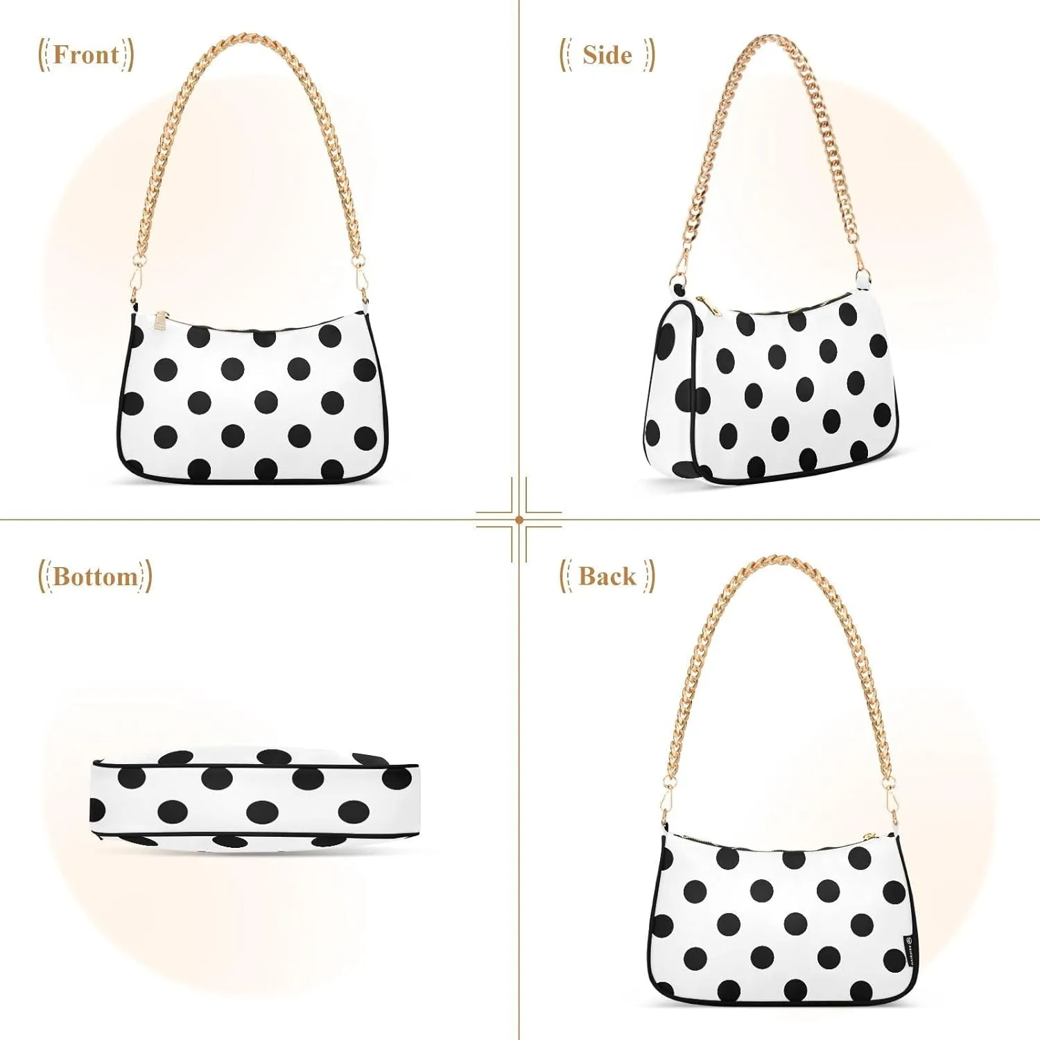 ALAZA Shoulder Handbags for Women Travel Hobo Tote Handbag Women Gold Chain Shoulder Bags Purse with Zipper Closure