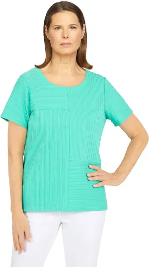 Alfred Dunner Women's Spliced Ottoman Texture Knit Top