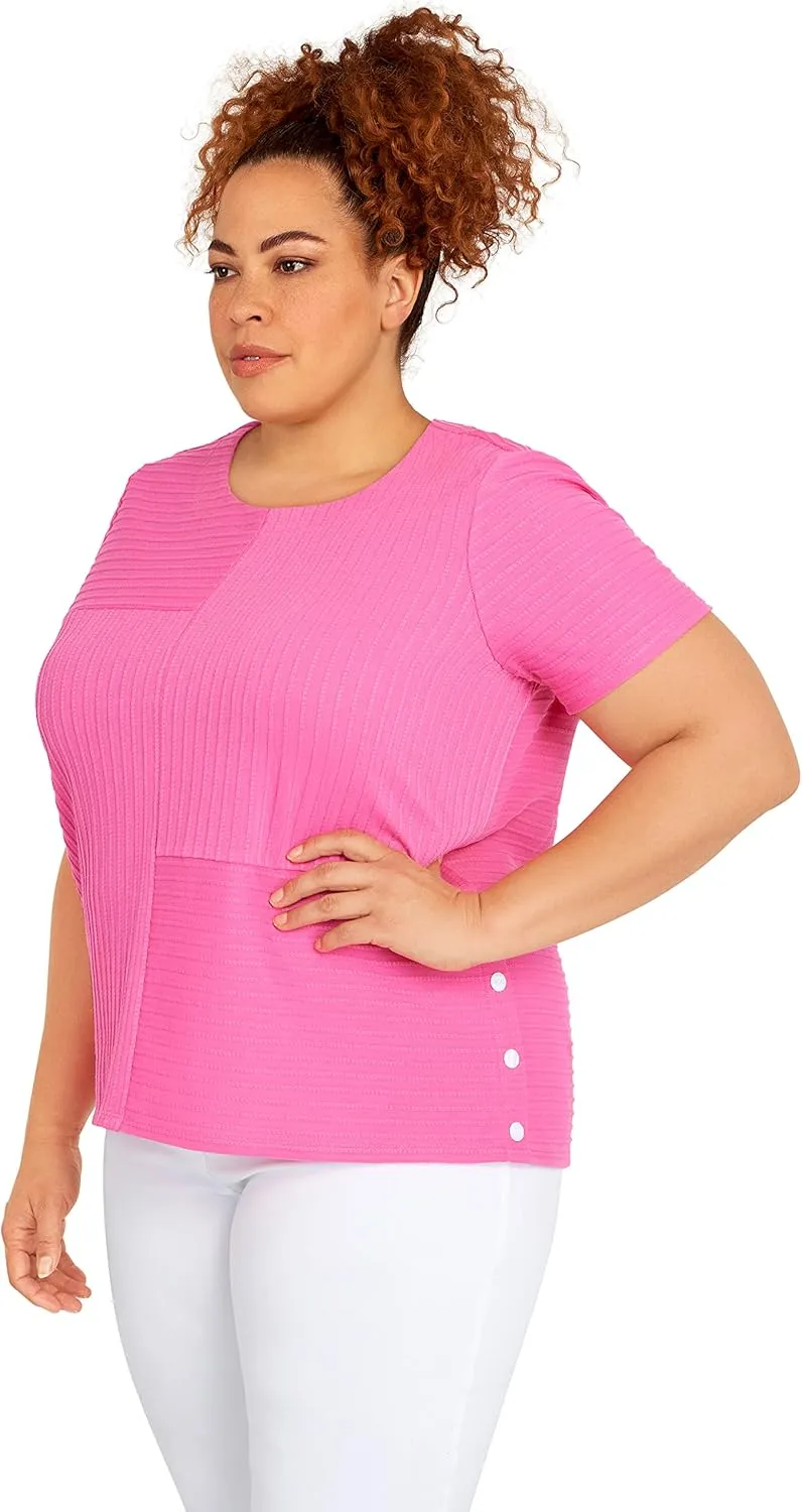 Alfred Dunner Women's Spliced Ottoman Texture Knit Top
