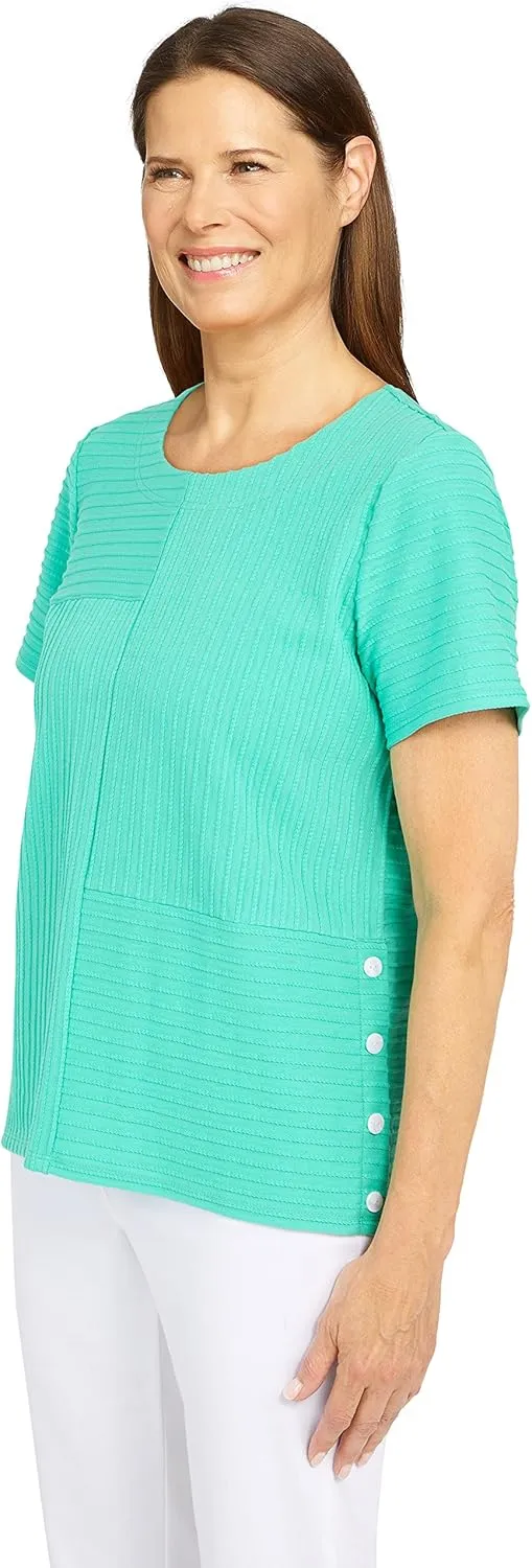 Alfred Dunner Women's Spliced Ottoman Texture Knit Top