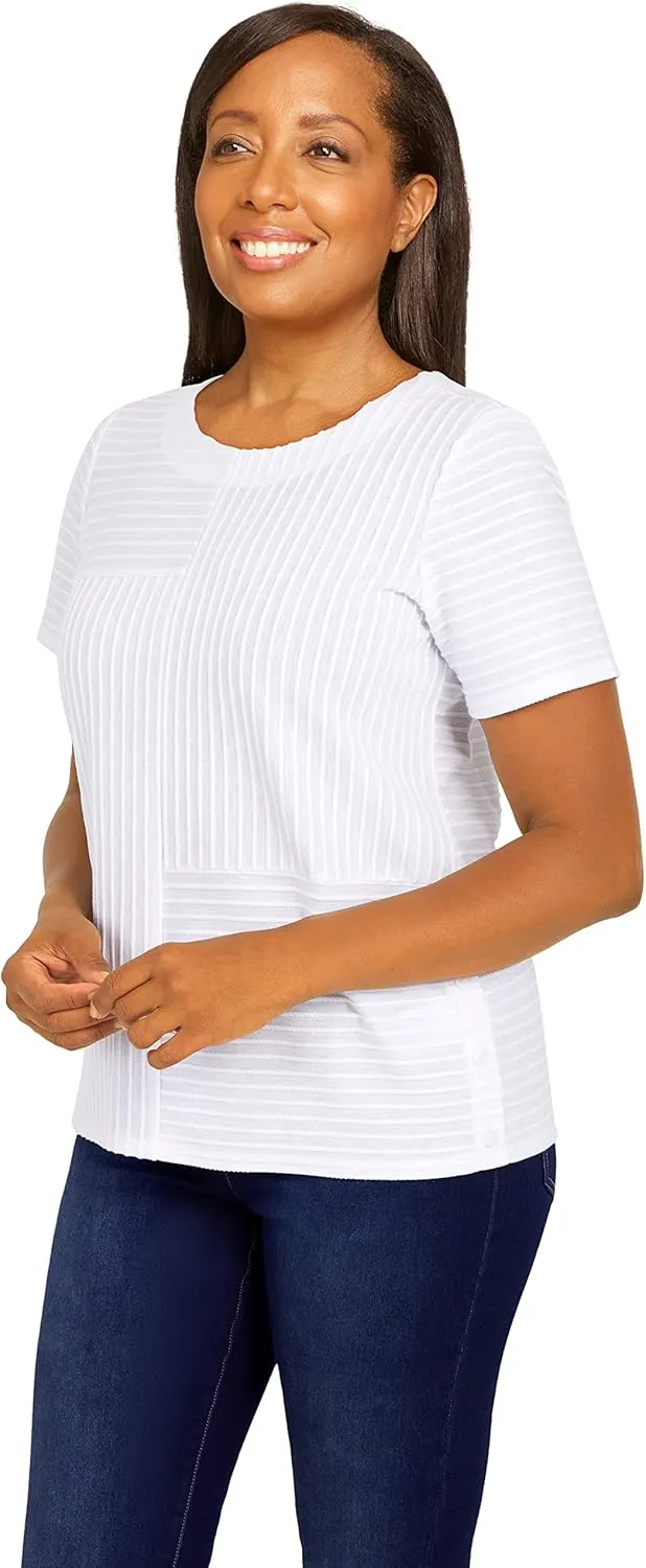 Alfred Dunner Women's Spliced Ottoman Texture Knit Top