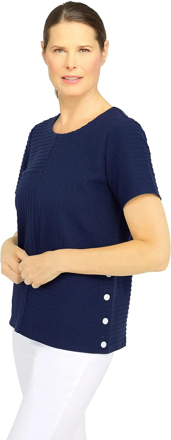 Alfred Dunner Women's Spliced Ottoman Texture Knit Top
