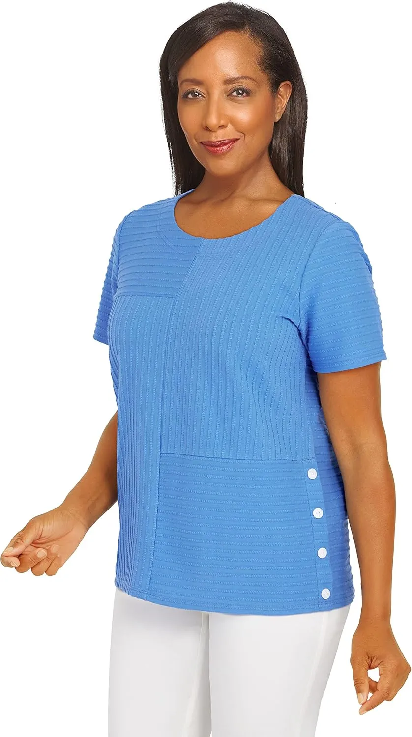 Alfred Dunner Women's Spliced Ottoman Texture Knit Top