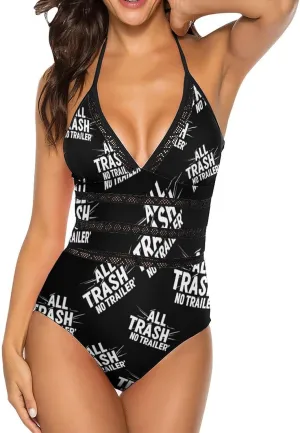 All Trash No Trailer Classic One Piece Swimsuit Women V Neck Printed Hollow Bathing Suit Swimsuit Bikini Sets