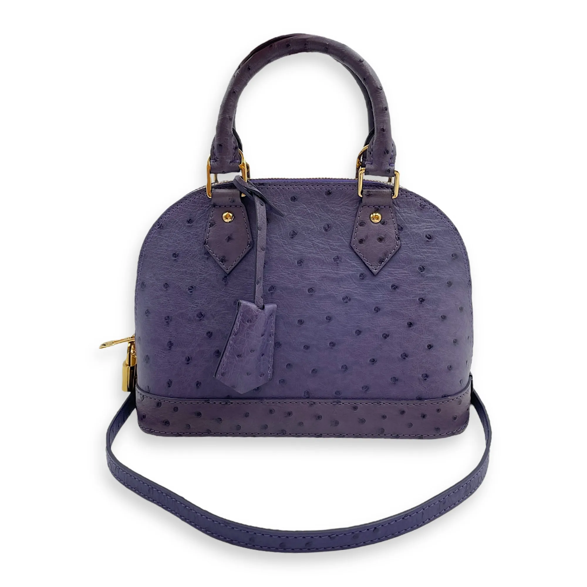 Alma Purple Crossbody Bag in Ostrich, Gold hardware