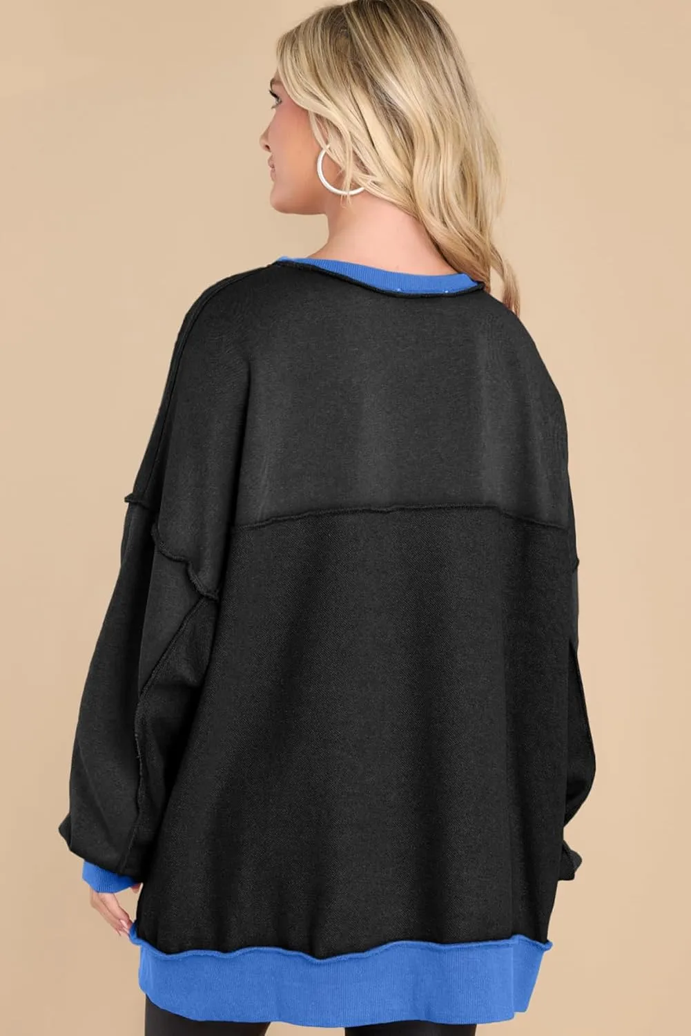AlvaQ Women's Oversized Sweatshirt Casual Long Sleeve Button Henley Neck Pullover Tunic Tops Outfits