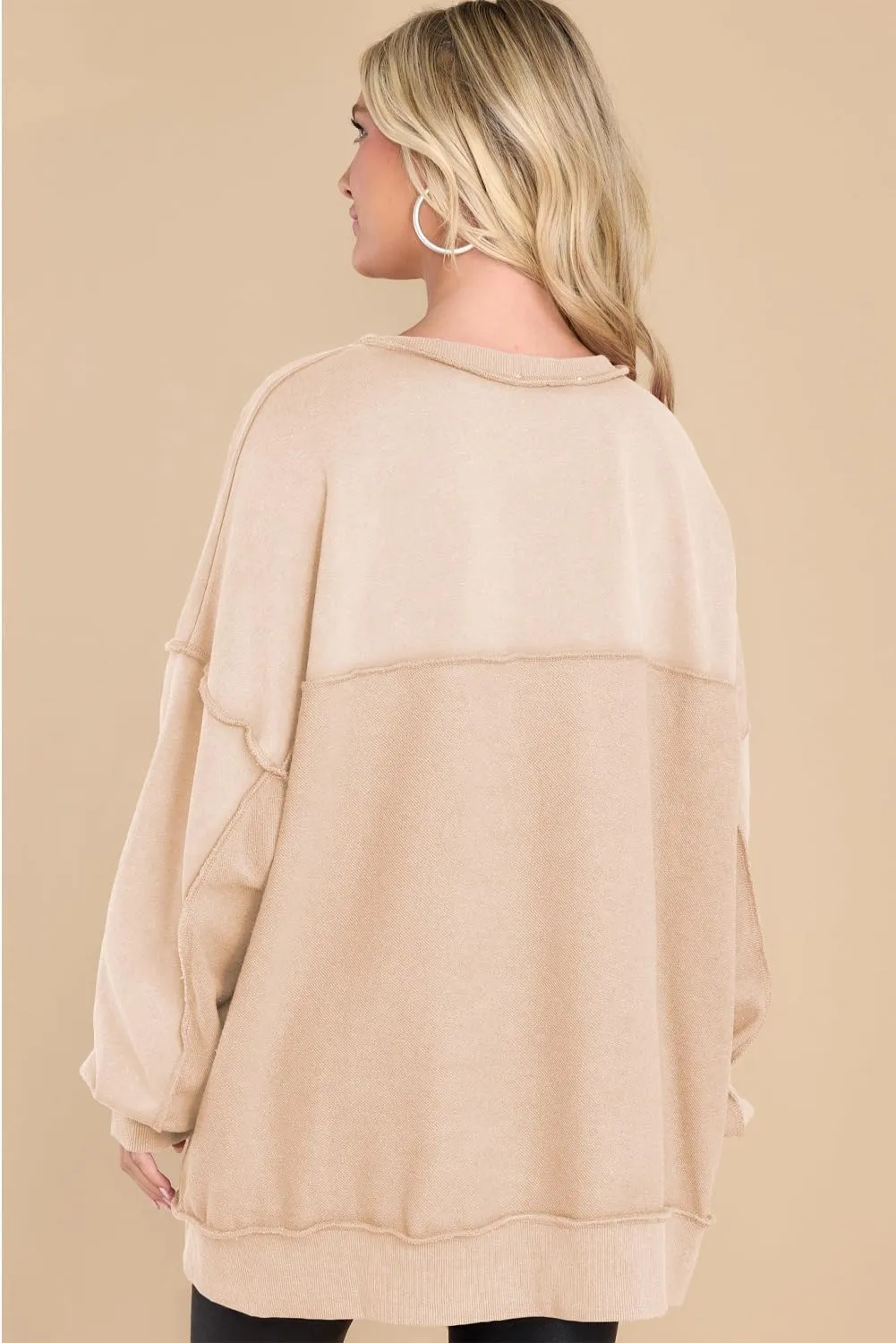 AlvaQ Women's Oversized Sweatshirt Casual Long Sleeve Button Henley Neck Pullover Tunic Tops Outfits