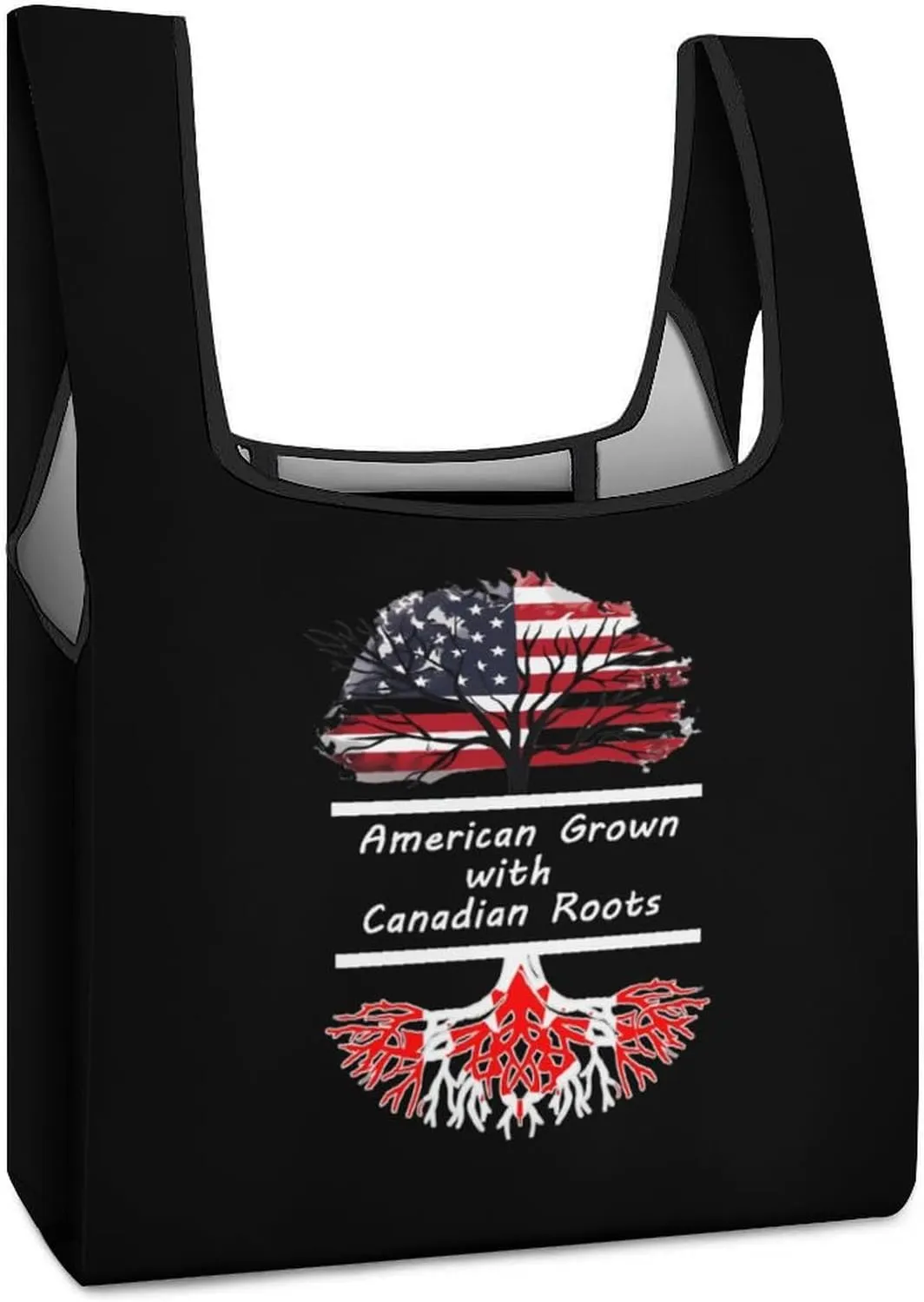 America Grown with Canadian Roots Grocery Shopping Bags Foldable Tote Bags Casual Handbags Purses Work Bag for Women