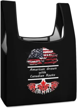 America Grown with Canadian Roots Grocery Shopping Bags Foldable Tote Bags Casual Handbags Purses Work Bag for Women