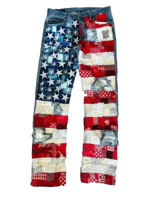 AMERICAN FLAG SWATCH PATCHWORK DENIM