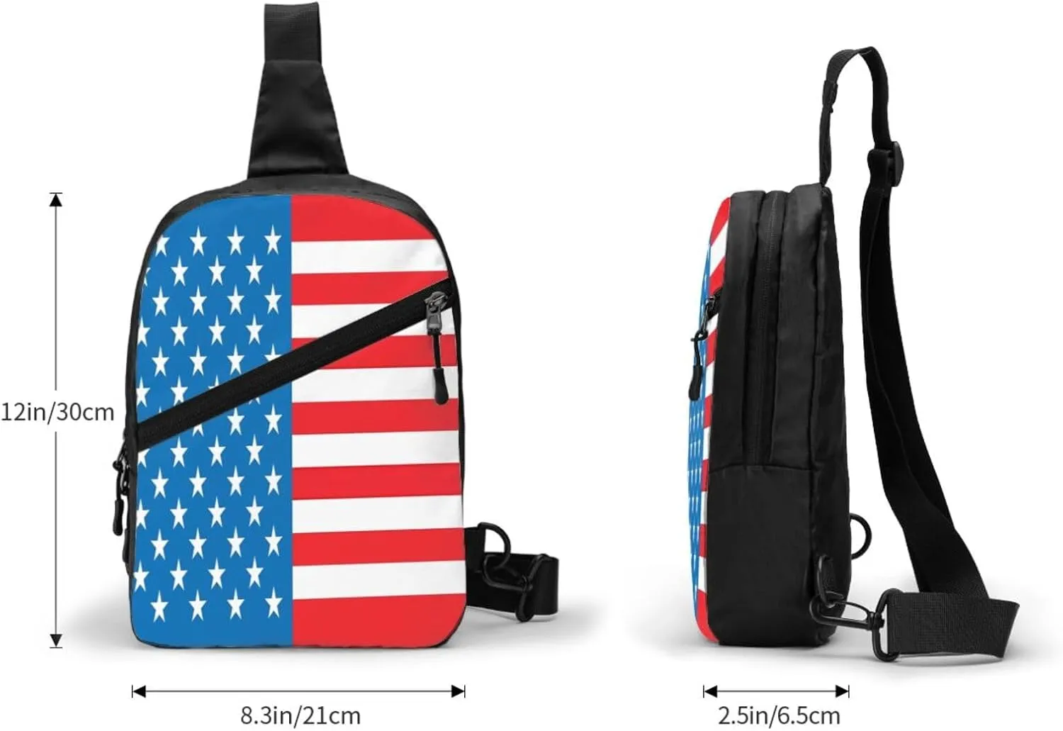 American Flags Blue Red Portable Sling Bags Packable Crossbody Bag Foldable Sport Daypack Reusable Shoulder Backpack Diagonally Chest Bag for Workout Travel