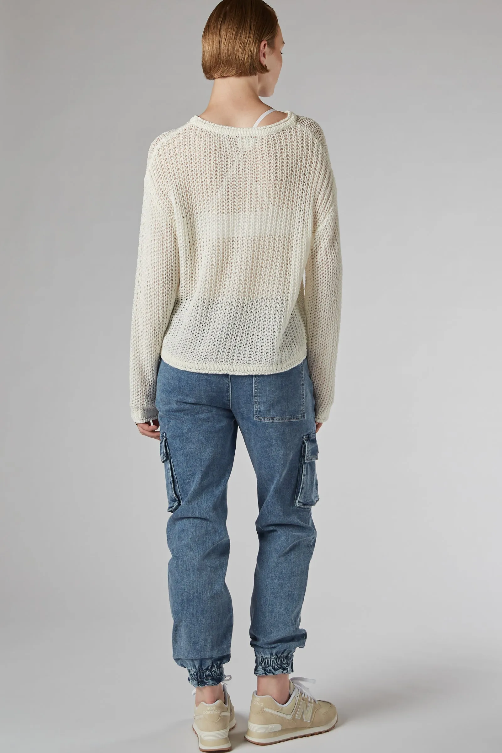 AMOS IVORY CROCHET KNIT TOP