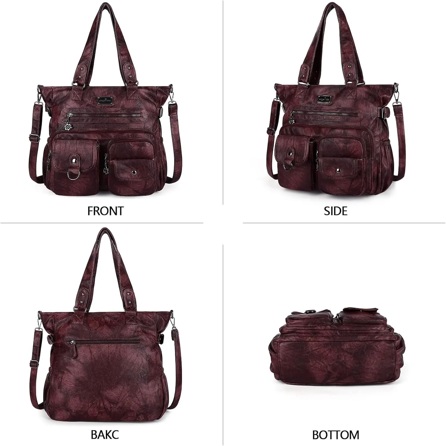 Angelkiss Purses Handbags for Women PU Tote Satchel Bags for Women Pockets Shoulder Bags…