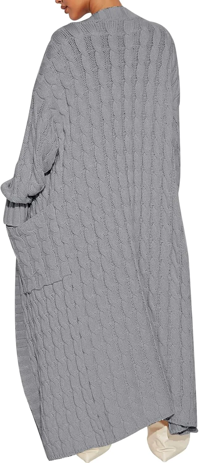 ANRABESS Womens Long Cardigan Sweater 2025 Oversized Coat Long Sleeve Open Front Knit Maxi Outwear Fall Trendy Jacket Clothes