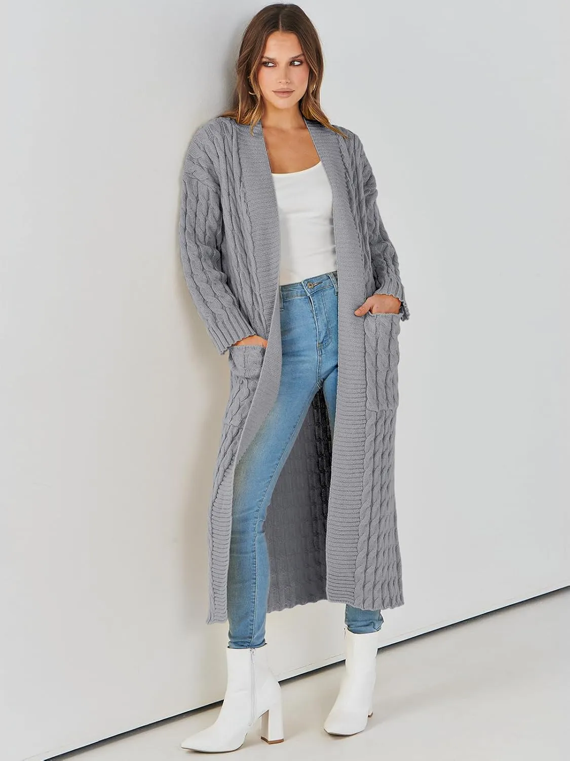 ANRABESS Womens Long Cardigan Sweater 2025 Oversized Coat Long Sleeve Open Front Knit Maxi Outwear Fall Trendy Jacket Clothes