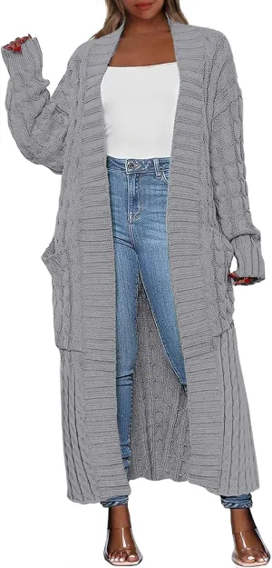 ANRABESS Womens Long Cardigan Sweater 2025 Oversized Coat Long Sleeve Open Front Knit Maxi Outwear Fall Trendy Jacket Clothes