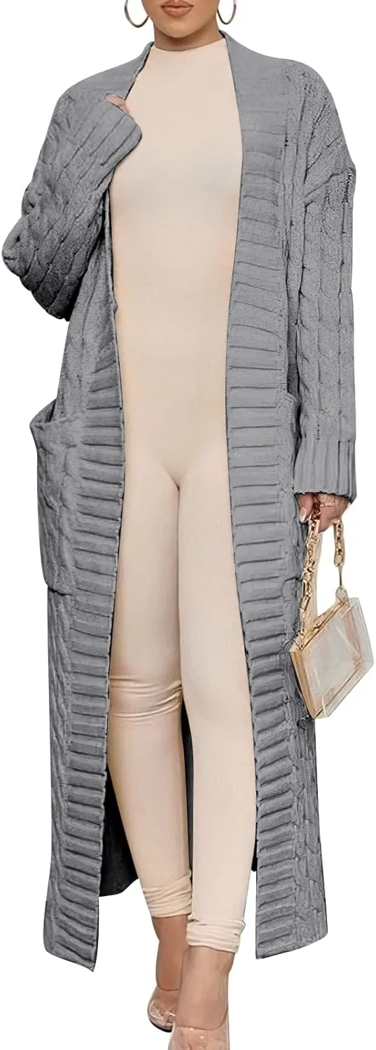 ANRABESS Womens Long Cardigan Sweater 2025 Oversized Coat Long Sleeve Open Front Knit Maxi Outwear Fall Trendy Jacket Clothes