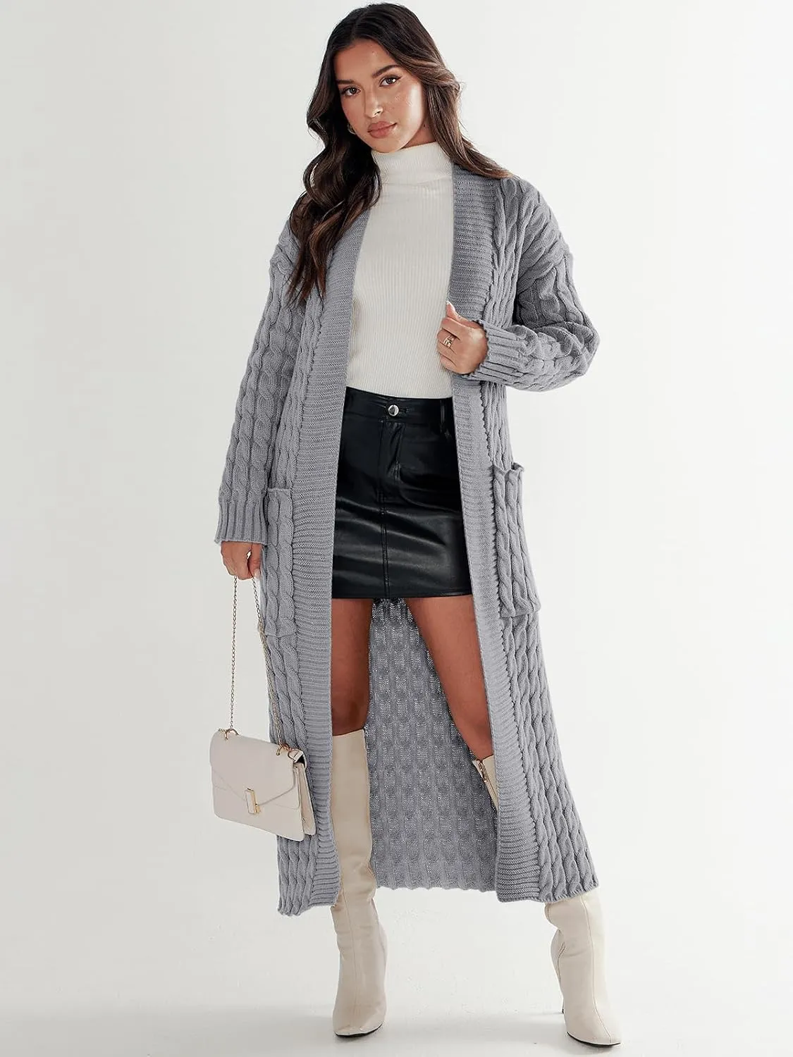 ANRABESS Womens Long Cardigan Sweater 2025 Oversized Coat Long Sleeve Open Front Knit Maxi Outwear Fall Trendy Jacket Clothes