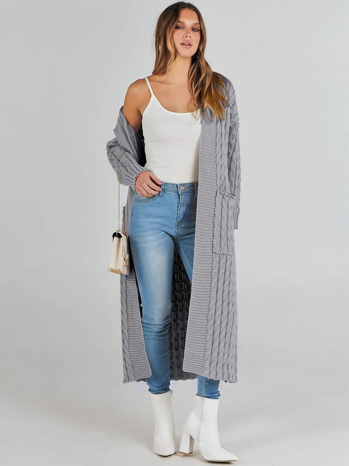 ANRABESS Womens Long Cardigan Sweater 2025 Oversized Coat Long Sleeve Open Front Knit Maxi Outwear Fall Trendy Jacket Clothes